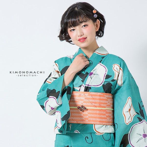 ★新品 芸艸堂 UNSODO ブランド浴衣.紺地.朝顔.綿紅梅★ 期間延長!最大18,000円OFF9/10迄)芸艸堂浴衣セット「青緑色 朝顔」山本