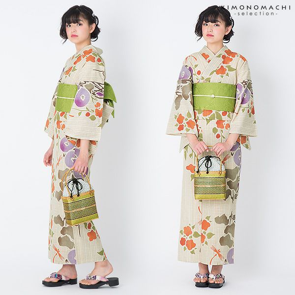 【最終値下げ❣️】UNSODO 芸艸堂 ほおずき柄 浴衣とリバーシブル帯セット Prices down2】芸艸堂浴衣セット「オレンジ、紫 花とトンボ」荻野一水
