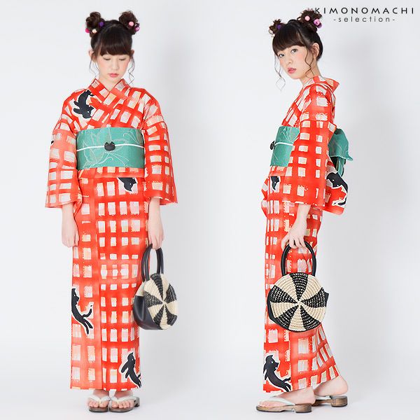 30％OFF】ツモリチサト浴衣セット「赤格子 猫」tsumori chisato 女性