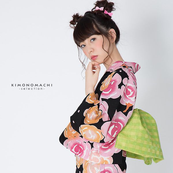 Prices down】【30％OFF】ツモリチサト浴衣セット「黒色 薔薇」tsumori