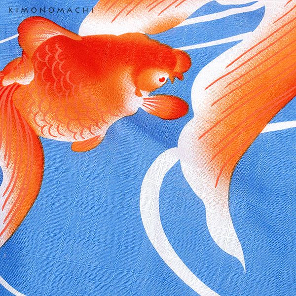 KIMONOMACHI浴衣セット「赤色金魚」S、F、TL、LL 綿浴衣 お仕立て