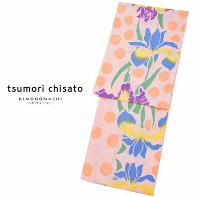 Prices down2】ツモリチサト浴衣単品「薄ピンク色 菖蒲」綿浴衣 女性 