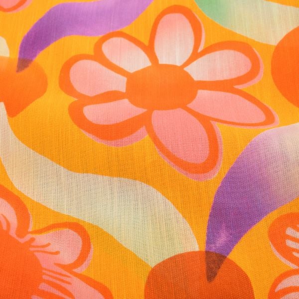 20％OFF】ツモリチサト浴衣4点セット「オレンジ 立涌に花」綿浴衣 三分