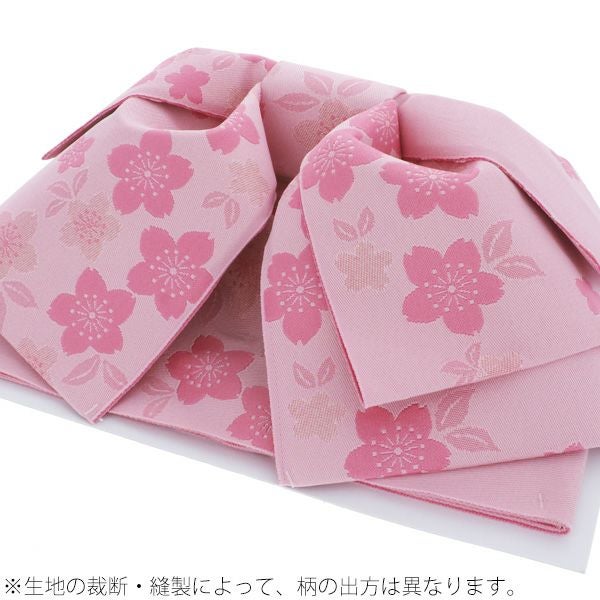 大人用結び帯単品「薄ピンク 桜」作り帯 浴衣帯 夏祭り、盆踊りに 付け