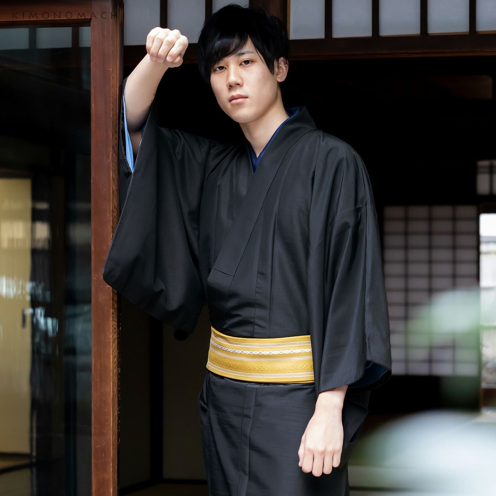 男着物 男性用 夏用 本麻 上布 井桁絣 単衣 紺黒色 夏物 仕立て上がり 身丈146cm 【キモノオフ野々市若松店】 000000017135-05.jpg?size=l&w=