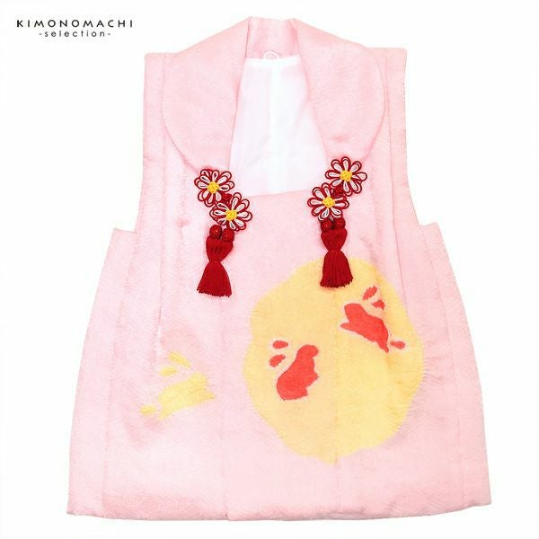 女の子被布コート単品「薄ピンク色　うさぎ」3歳児用 七五三 七五三小物 絞り お子様被布コート うさぎ