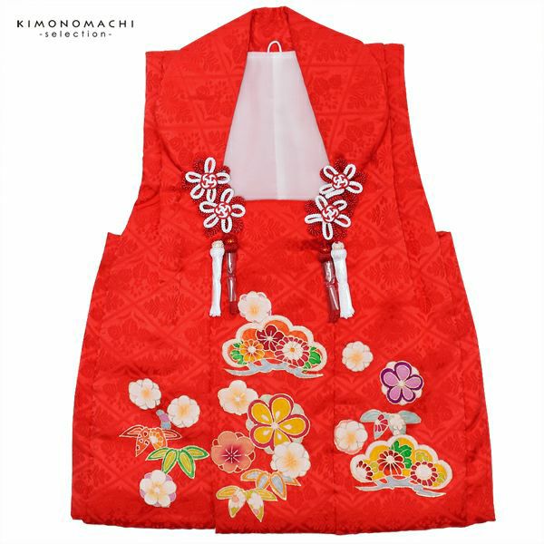 女の子被布コート単品「赤色　松竹梅」3歳児用 七五三 七五三小物 手描き お子様被布コート 都路