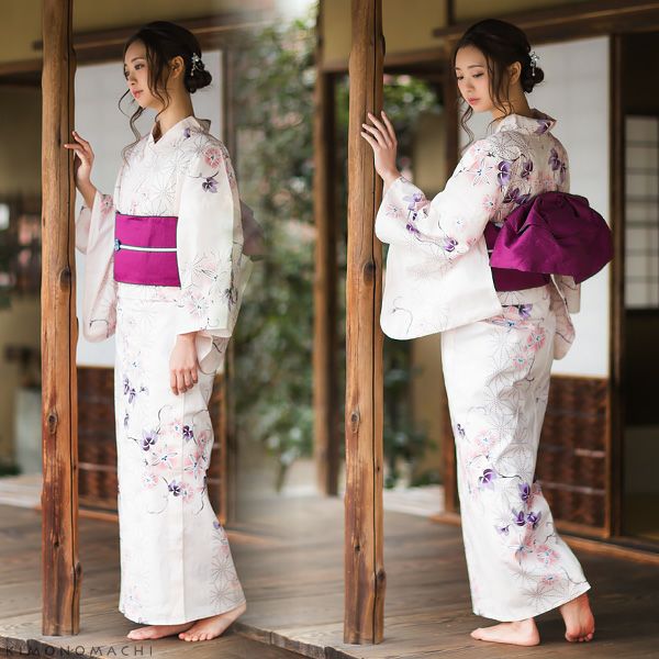 HANAE MORI浴衣セット「薄ピンク 麻の葉に朝顔」ブランド浴衣セット