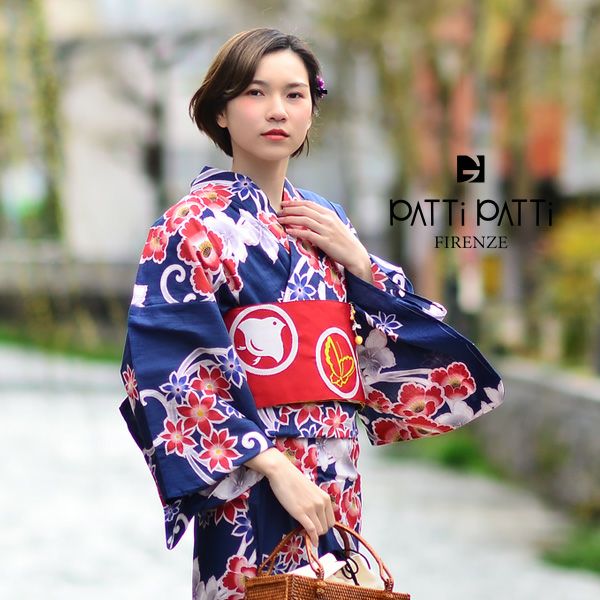 PATTi PATTi浴衣セット「鉄紺色 蔦と花」ブランド浴衣セット 女性浴衣