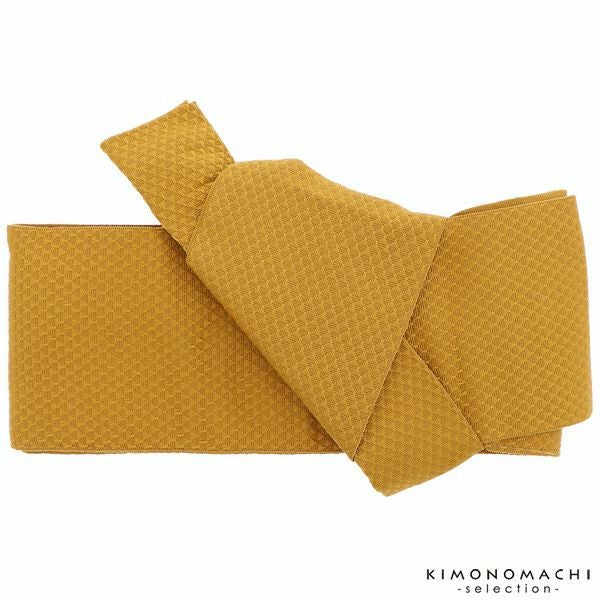 ワンタッチ角帯「からし色　鱗」作り帯 浴衣帯 夏祭り、盆踊りに  付け帯