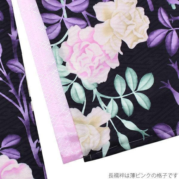Prices down2】七五三四つ身「黒色 薔薇」Shikibu Classic 7歳向け