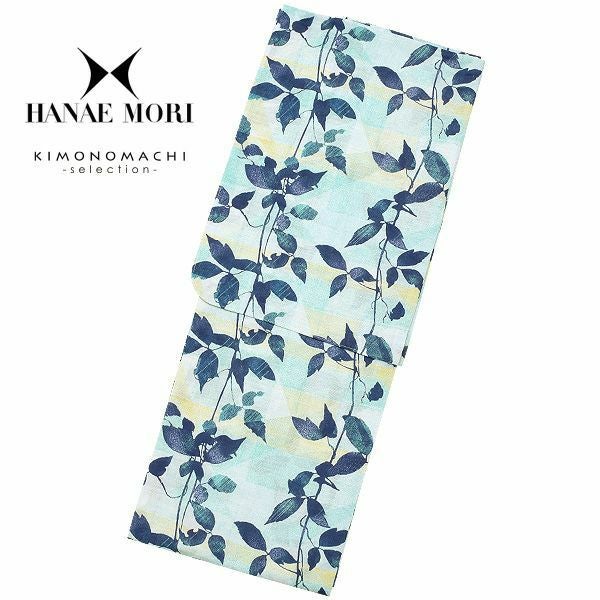 HANAE MORI 浴衣 単品 ブルー系 花柄 綿100% 新品 Prices down2】HANAE MORI浴衣単品「ブルーぼかしにリーフ」ブランド