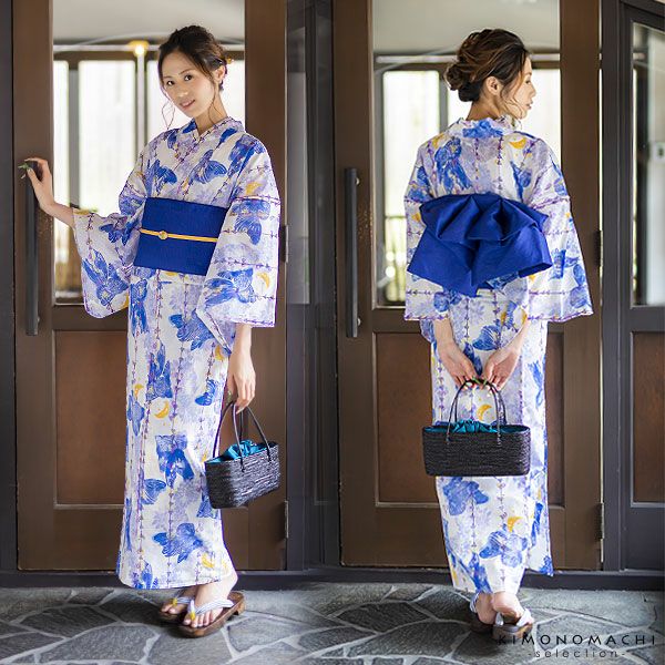みすゞうた浴衣セット「ブルー 金魚」ブランド浴衣セット 女性浴衣