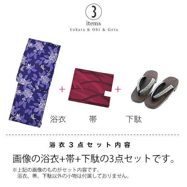 HANAE MORI浴衣セット「鉄紺色 蝶と唐華」ブランド浴衣セット 女性浴衣