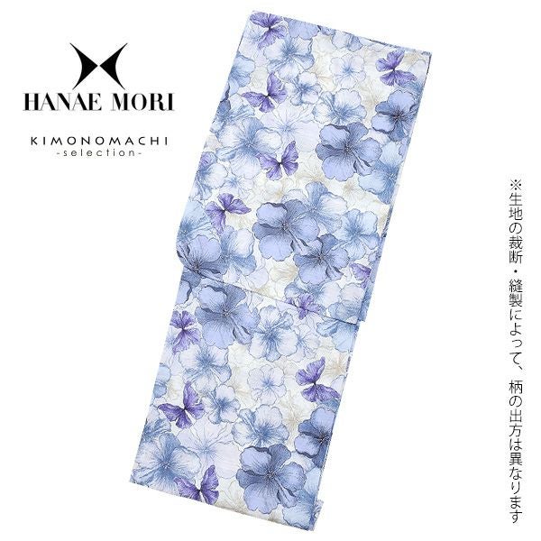 HANAE MORI浴衣セット「ブルーグレー フラワー」ブランド浴衣セット