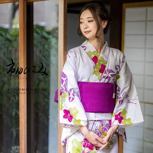 市田ひろみ　浴衣　朝顔　新品未使用 浴衣最大18,000円OFFSALE8/13迄)市田ひろみ浴衣セット「緑、赤紫の桔梗