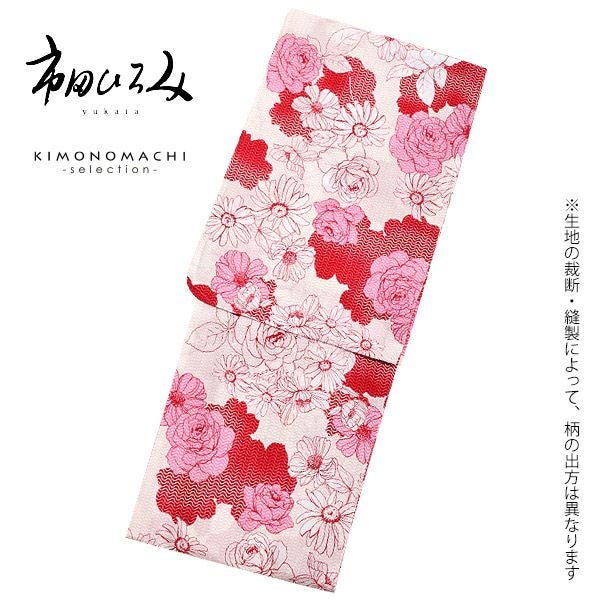 Prices down2】市田ひろみ浴衣セット「赤、ピンク マーガレット、薔薇