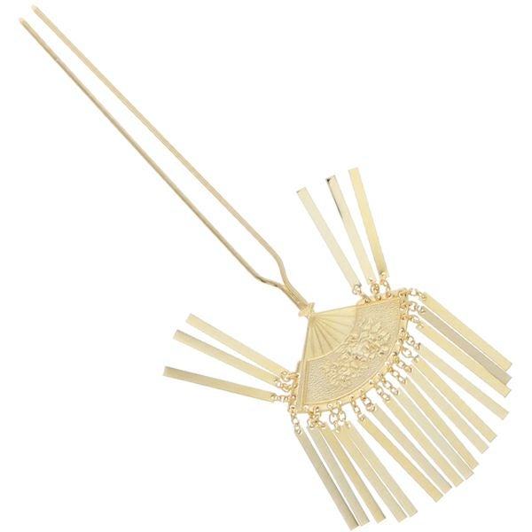 ビラカンかんざし「ゴールド 扇」髪飾り 花魁 和 成人式、結婚式