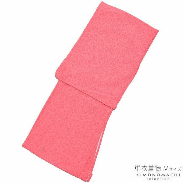 単衣着物単品「ピンク　小花尽くし」Mサイズ 普段着 ポリエステル着物  カジュアル着物 ＜U＞