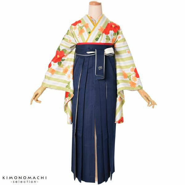 Prices down】二色袴単品「紺×白」SS、S、M、L、2L 卒業式、修了式に