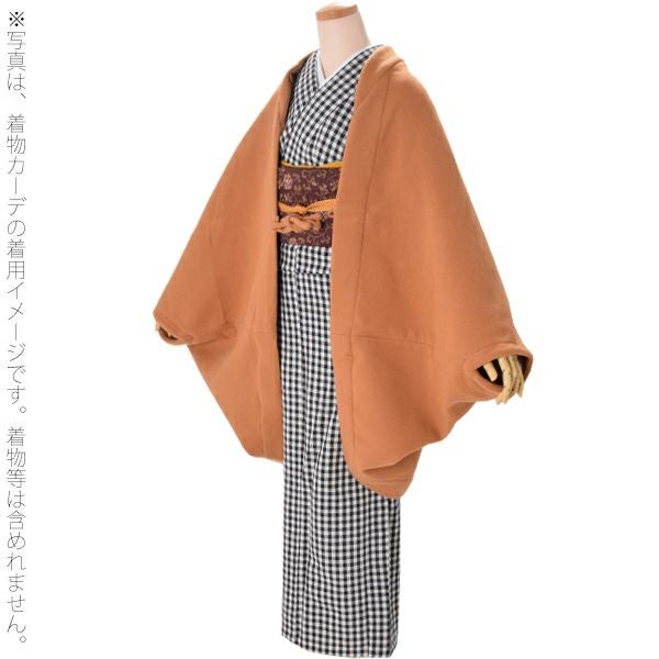 和装コート 日本製 キャメル色　アルパカ32%混　へちま袖　着物コート　Ｌサイズ ロングコート キャメル ベージュ 無地 アンゴラ混紡 へちま衿 比翼