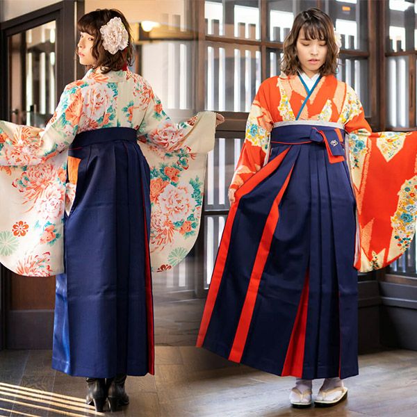 卒業式応援75％SALE 3/5迄)袴 レディース 袴単品 無地 二色使い 6