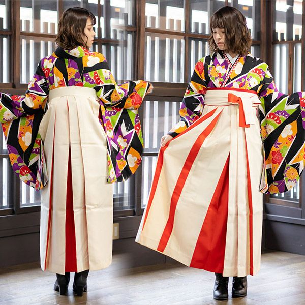 卒業式応援75％SALE 2/19迄)袴 レディース 袴単品 無地 二色使い 6