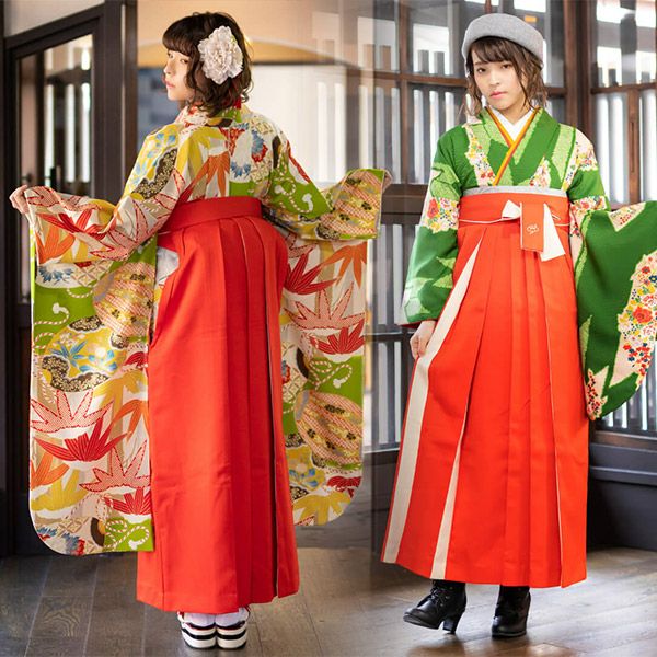 卒業式応援75％SALE 3/5迄)袴 レディース 袴単品 無地 二色使い 6