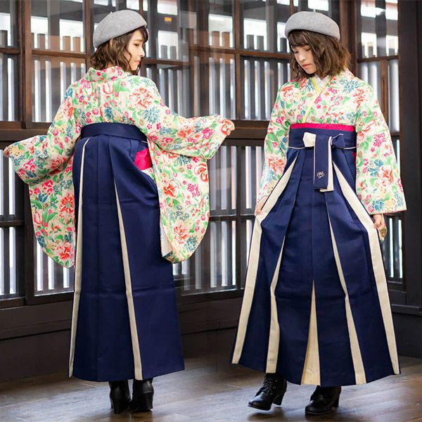 卒業式応援75％SALE 3/5迄)袴 レディース 袴単品 無地 二色使い 6