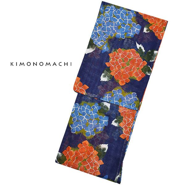Prices down2】浴衣 レディース 「紫陽花 紺」 綿絽 大人 個性的 花火