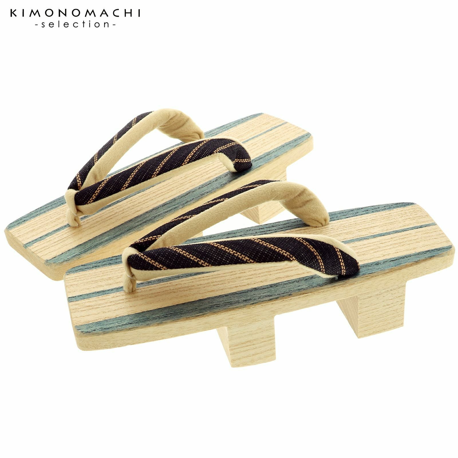 下駄 レディース 「三味型 藍染 二枚歯下駄 黒×ベージュ」 日本製 桐