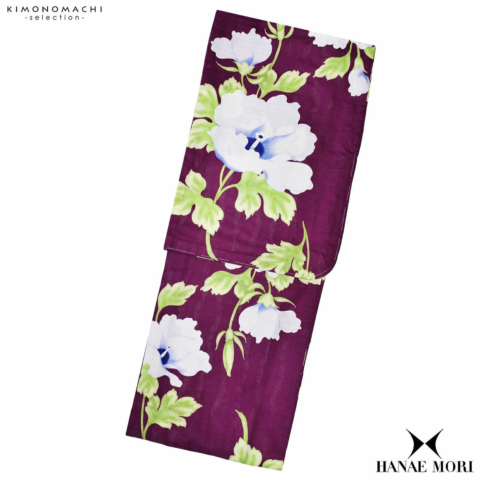 ブランド浴衣単品 レディース 浴衣 「HANAE MORI （h1907） 葵　赤紫」 大人浴衣　Fサイズ　女性用　女性浴衣　ゆかた