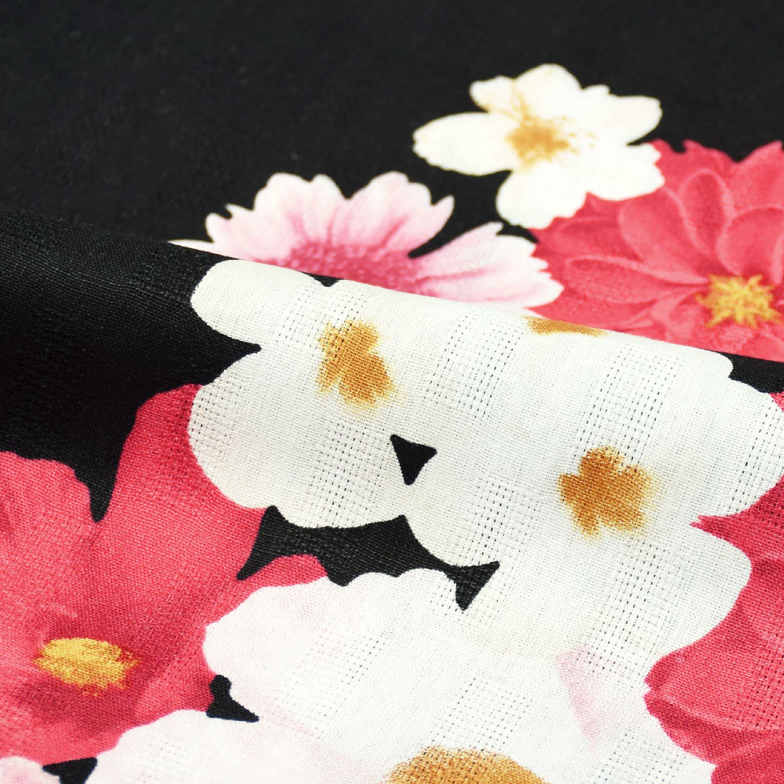 Prices down】bonheur saisons ブランド浴衣単品 「黒地 洋花（9NC-20
