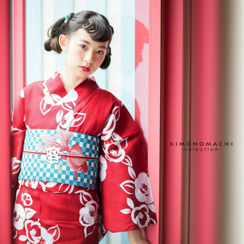 浴衣 レディース 女性浴衣単品「赤地　薔薇」 綿浴衣 プレタ浴衣 お仕立て上がり浴衣Fサイズ