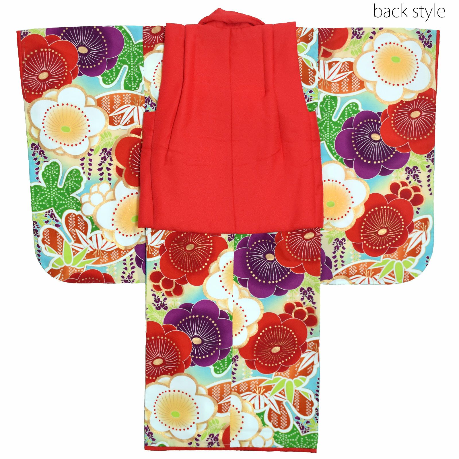 七五三 着物 3歳 ブランド被布セット ぷちぷり 「赤 蝶竹梅赤 #B4