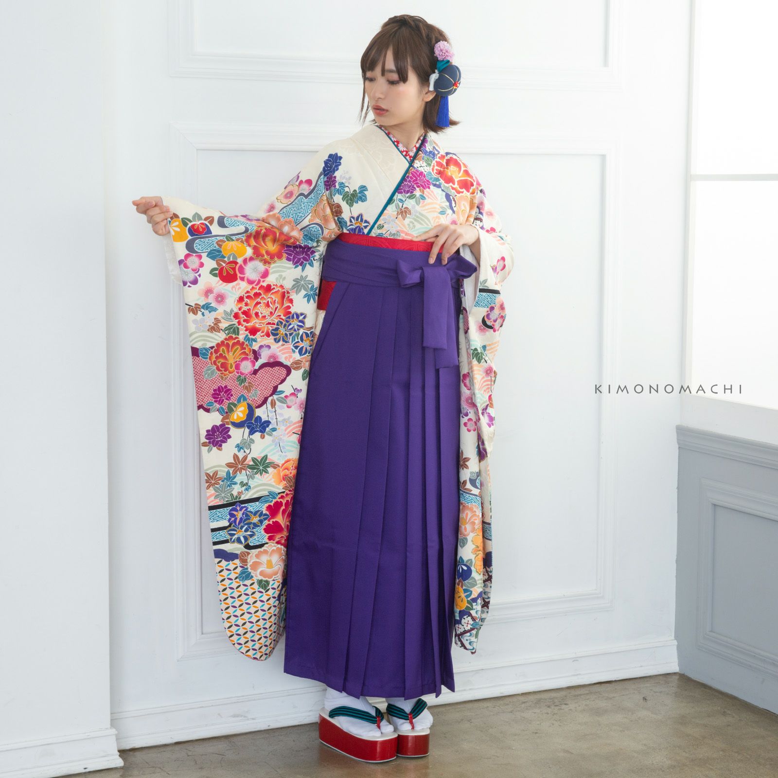 （髪飾り付）赤と紺の花柄着物セット S/M/L/XL 000000019088-06.jpg?size=l&w=
