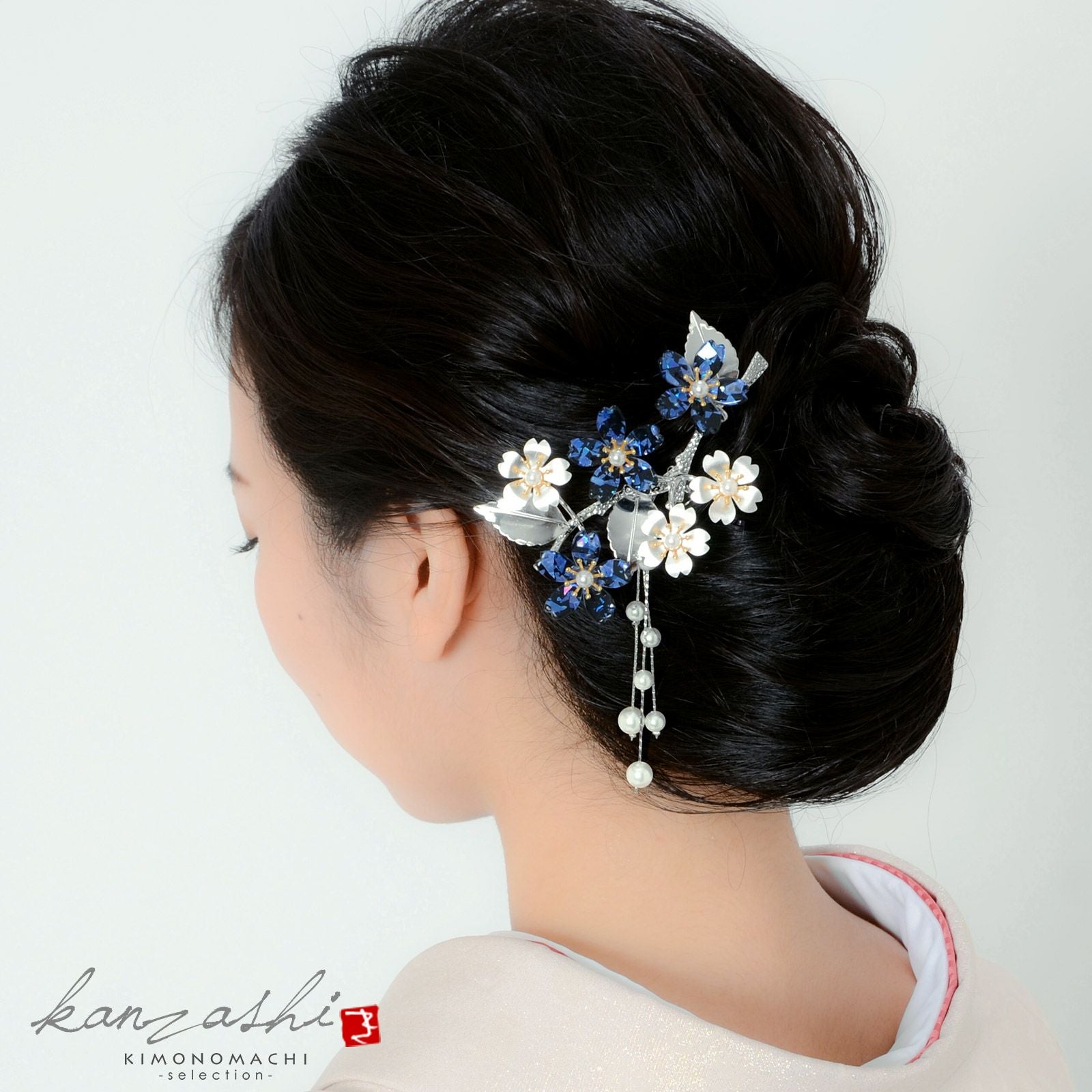 卒業式応援75％SALE 3/5迄)髪飾り かんざし 「花月ピン 夜桜 F18-313E