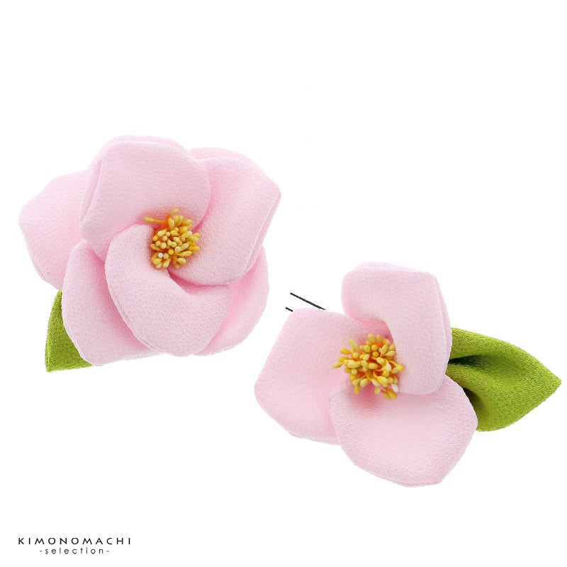 髪飾り 成人式 「Uピン髪飾り2点セット　淡いピンク　八重椿」 振袖用髪飾り お花髪飾り 卒業式 結婚式 着物