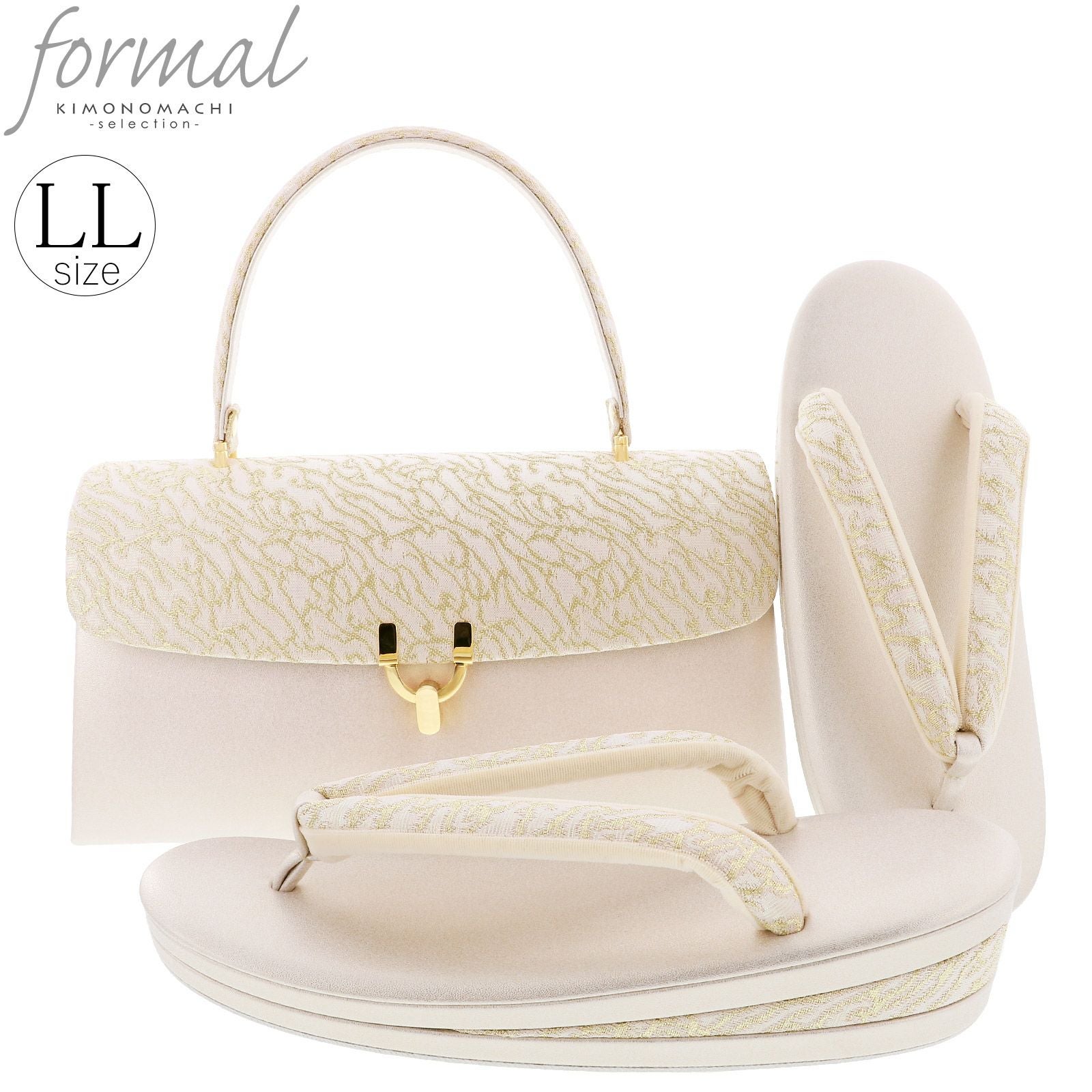 礼装 草履 バッグ セット レディース 礼装用草履バッグセット 「Robe De'collete'e　ローブデコルテ　B型　マーブル×梨地　ゴールド」 草履LLサイズ 25cm前後 二の三枚芯 女性用 フォーマル草履バッグセット 痛くない 履物 ぞうり 和服草履 女性履物 着物 和装 金