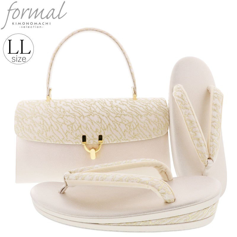 礼装 草履 バッグ セット レディース 礼装用草履バッグセット 「Robe De'collete'e　ローブデコルテ　B型　マーブル×梨地　ゴールド」 草履LLサイズ 25cm前後 二の三枚芯 女性用 フォーマル草履バッグセット 痛くない 履物 ぞうり 和服草履 女性履物 着物 和装 金