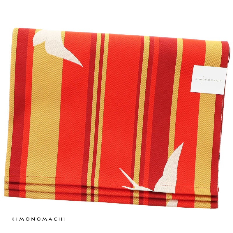 浴衣 帯 兵児帯 「ツバメ　オレンジ×黄色、縞」 大人 へこ帯 レディース 女性用 浴衣帯 兵児帯単品 京都きもの町オリジナル