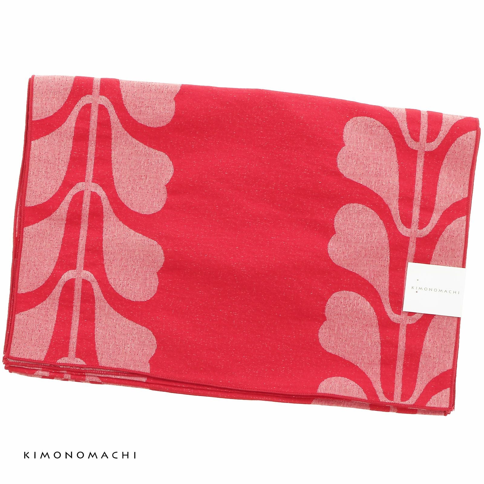 浴衣 帯 兵児帯 「リーフ　赤」 大人 へこ帯 レディース 女性用 浴衣帯 兵児帯単品 京都きもの町オリジナル