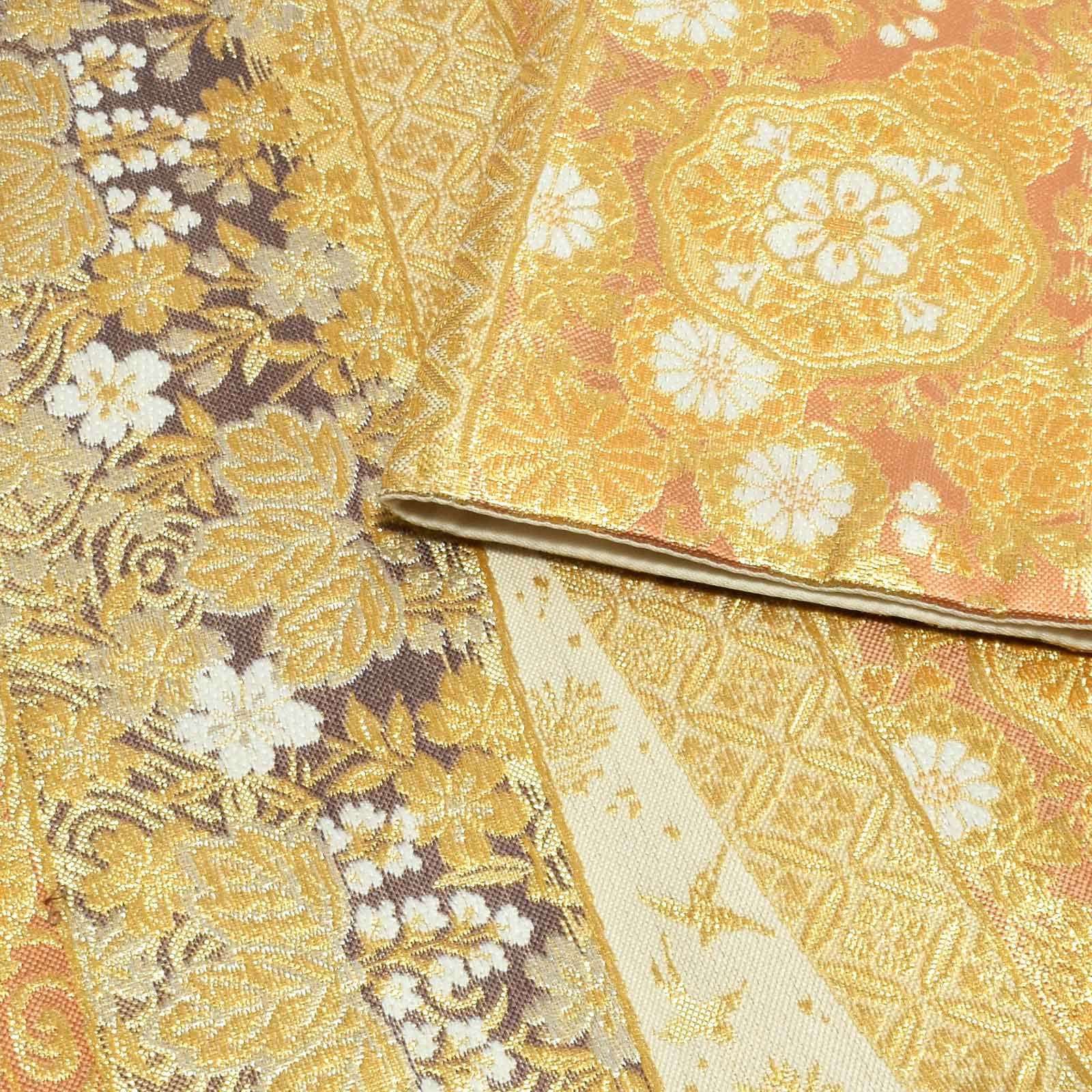 Prices down4】礼装 袋帯 フォーマル 「生成り色地 横段 華紋」 日本製