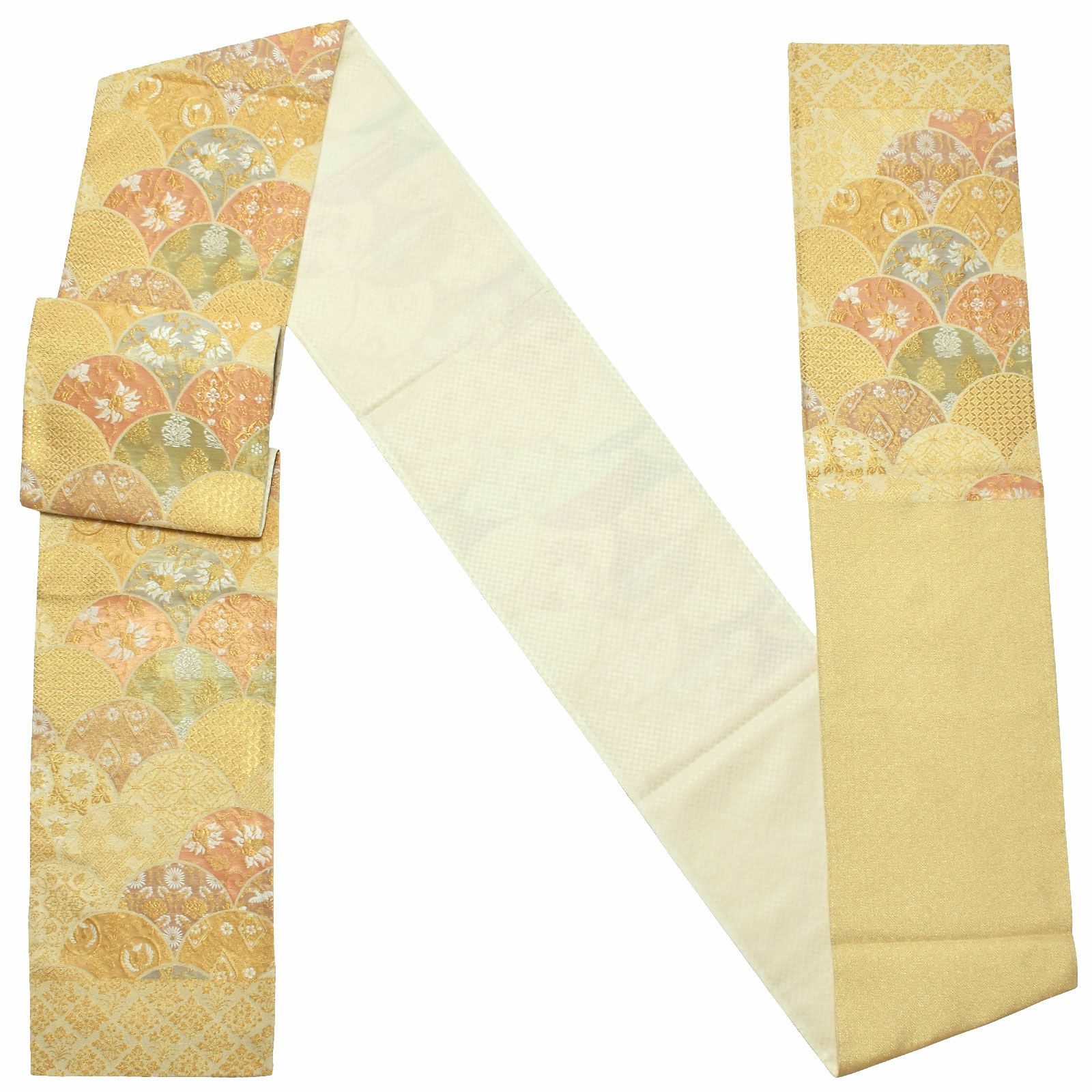 Prices down3】礼装 袋帯 フォーマル 「生成り色地 青海波、華文