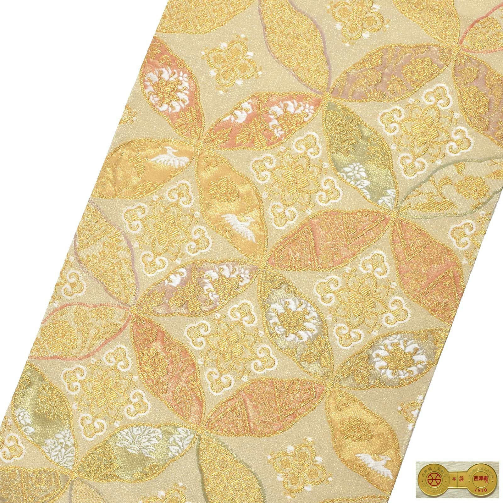 Prices down4】礼装 袋帯 フォーマル 「生成り色地 華七宝」 日本製