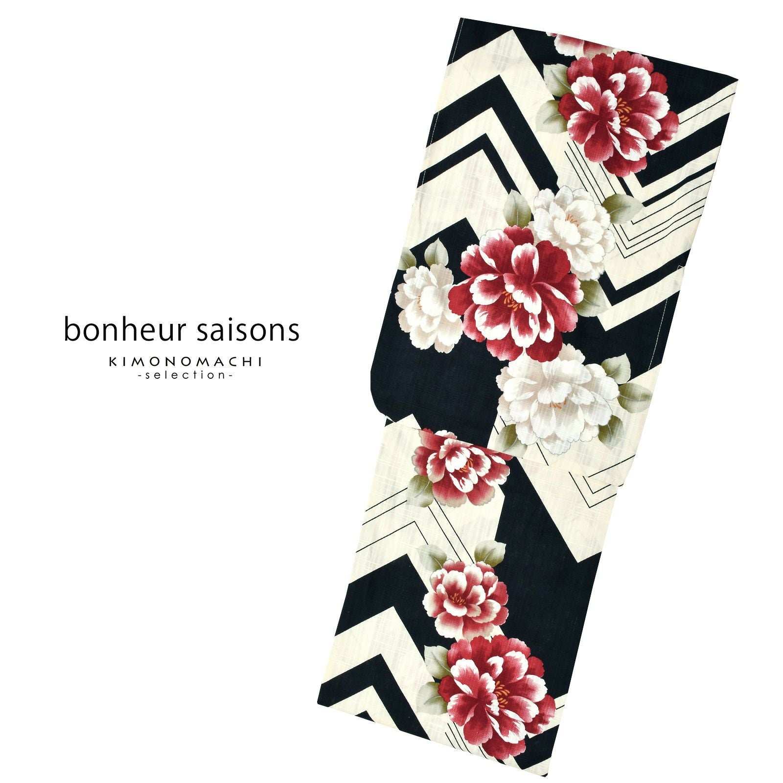 新品浴衣◇ bonheur saisons　黒猫と椿 Prices down2】浴衣 レディース 単品 「bonheur saisons ボヌール
