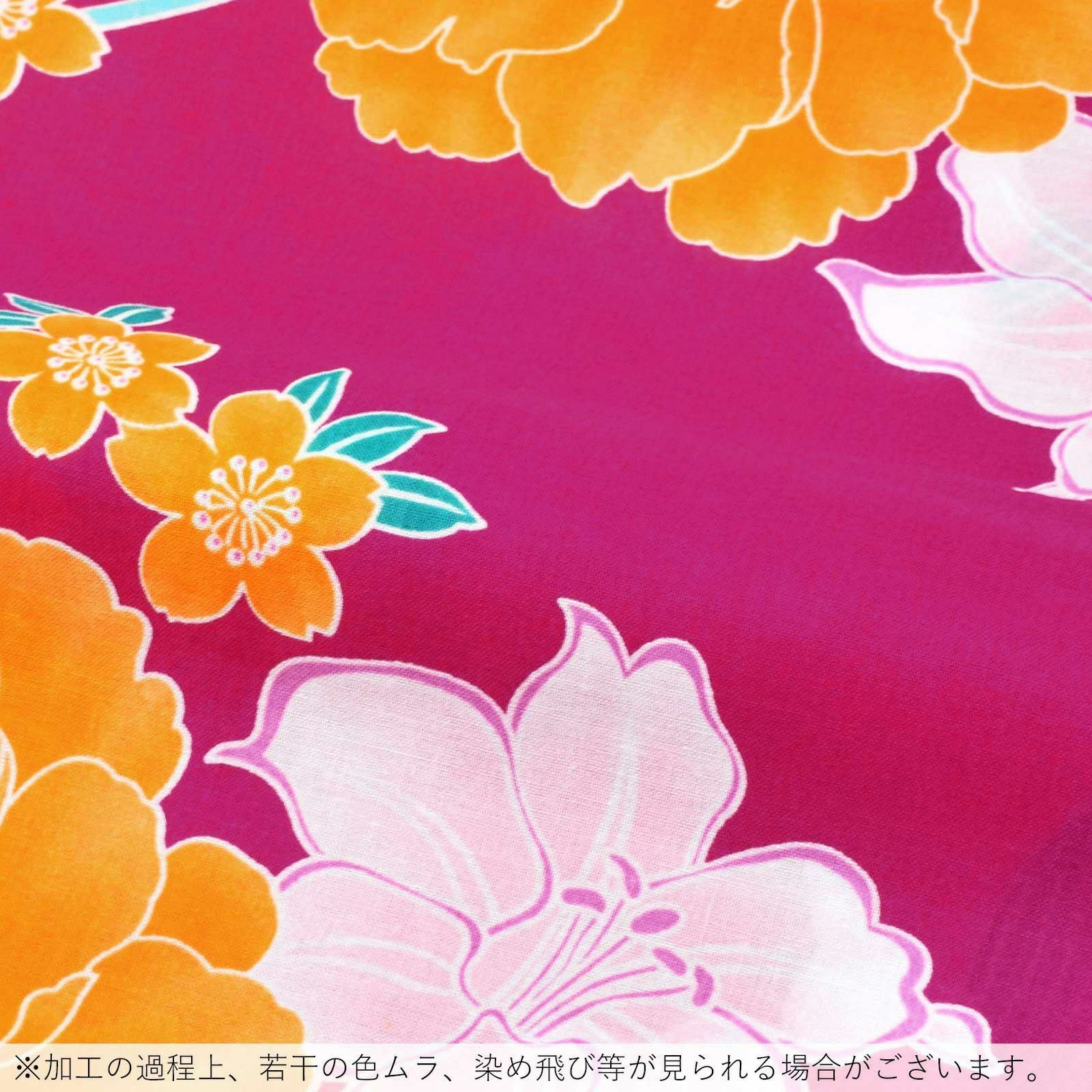 Prices down2】浴衣 レディース 単品 「赤紫地 牡丹に百合