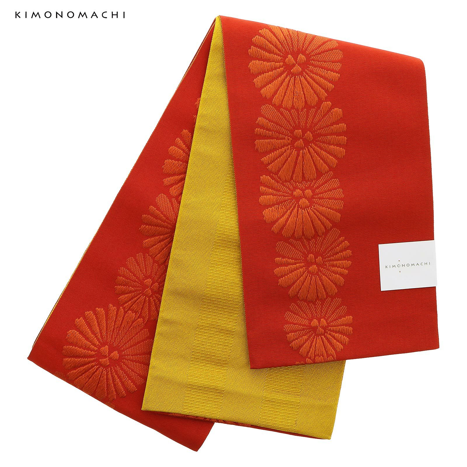 浴衣 帯 半幅帯 「ポピーレッド　レトロフラワー　KIMONOMACHI」 大人 小袋帯 レディース 女性用 浴衣帯 半巾帯 半幅帯単品 京都きもの町オリジナル