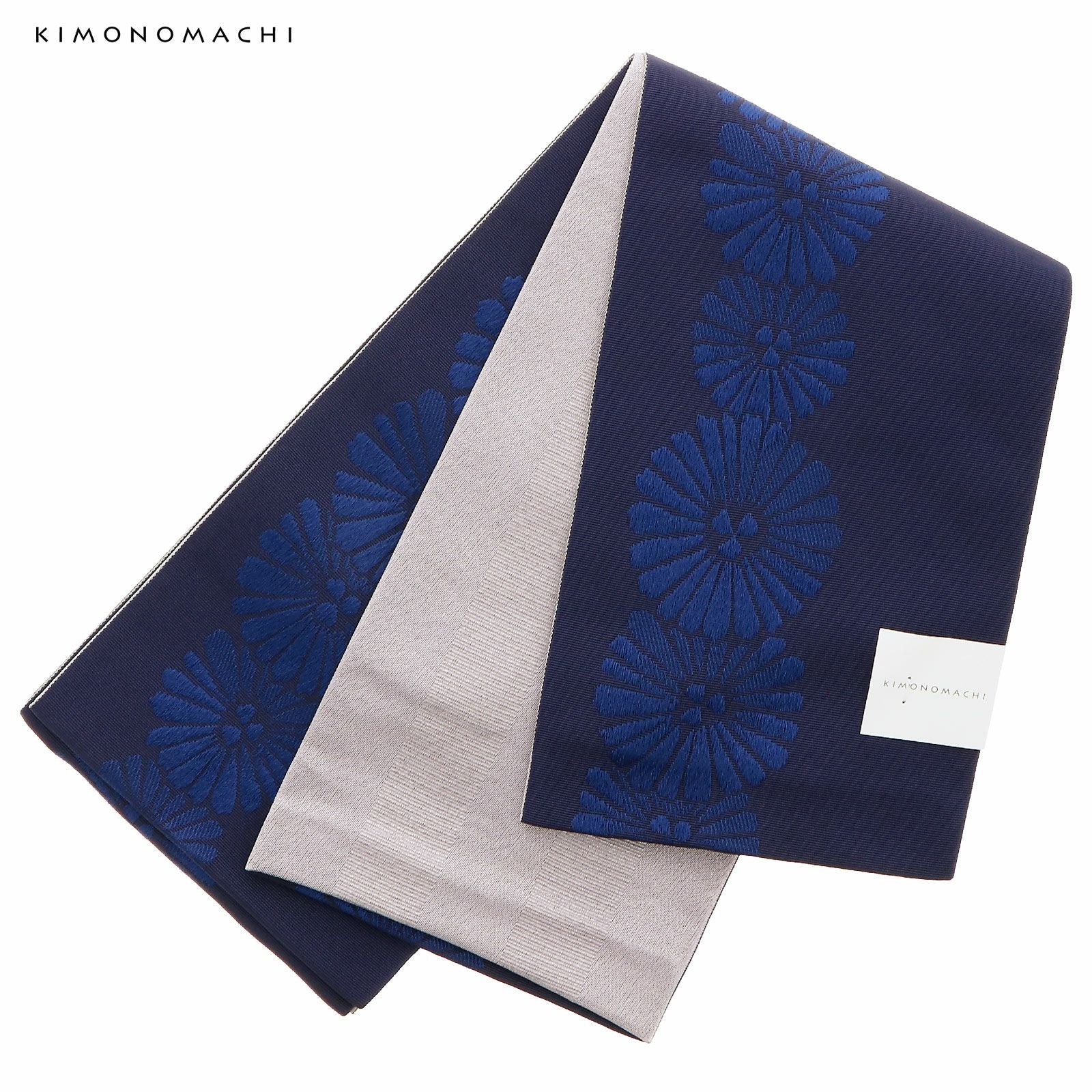 浴衣 帯 半幅帯 「ネイビーブルー　レトロフラワー　KIMONOMACHI」 大人 小袋帯 レディース 女性用 浴衣帯 半巾帯 半幅帯単品 京都きもの町オリジナル