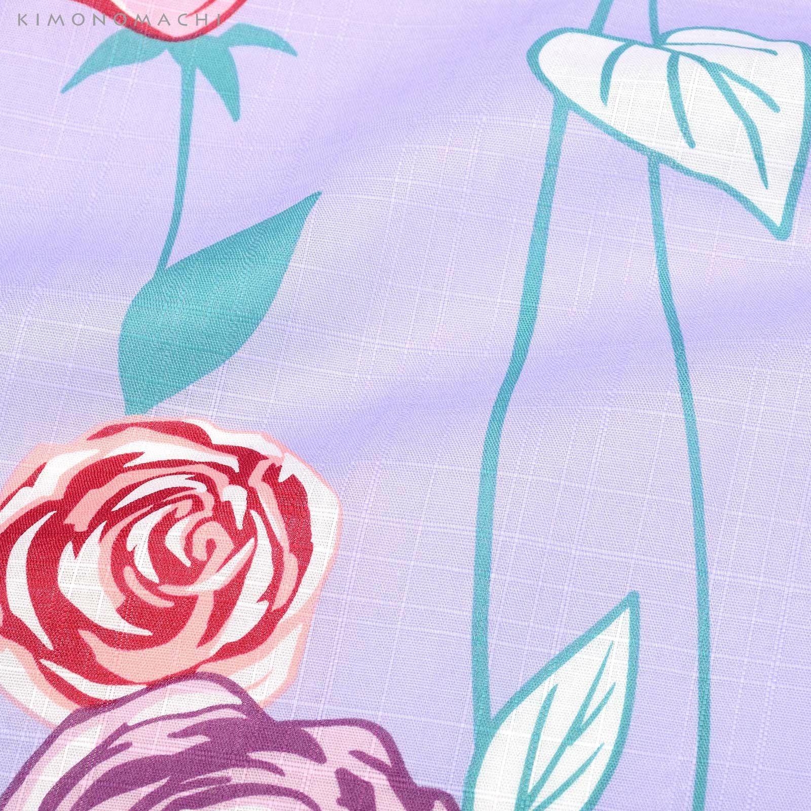 Prices down2】浴衣 レディース 単品 「パープル 薔薇」 S F TL LL